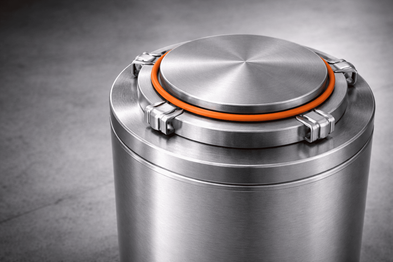 zoomed in photo of high containment canister in an industrial area